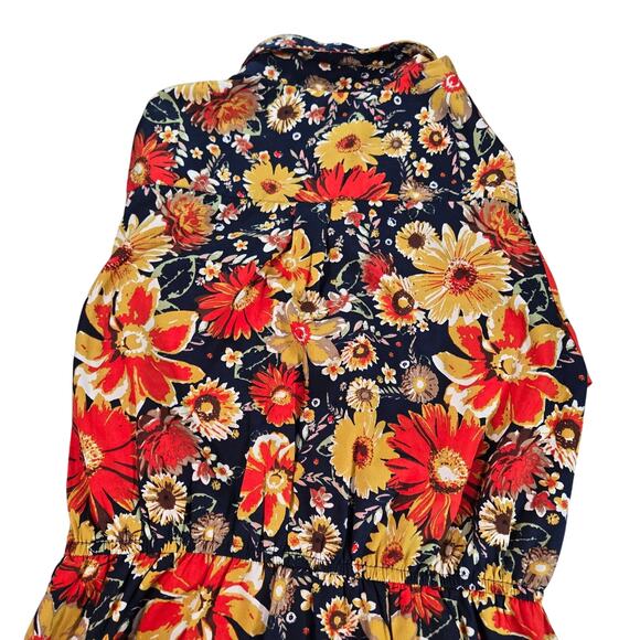 Speed Control NY Wom LG Fall Floral Multicolor Shirt Dress Groovy Retro 70s Boho - Picture 15 of 15